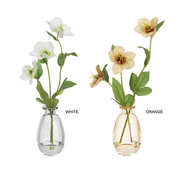 Helleborus Spray in Bud Vase 33cm Artificial