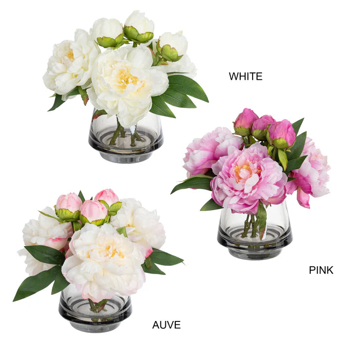 Peony Arrangement in Vase (Mixed-Mauve) 25cm Artificial
