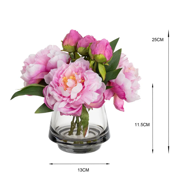 Peony Arrangement in Vase (Pink) 25cm Artificial