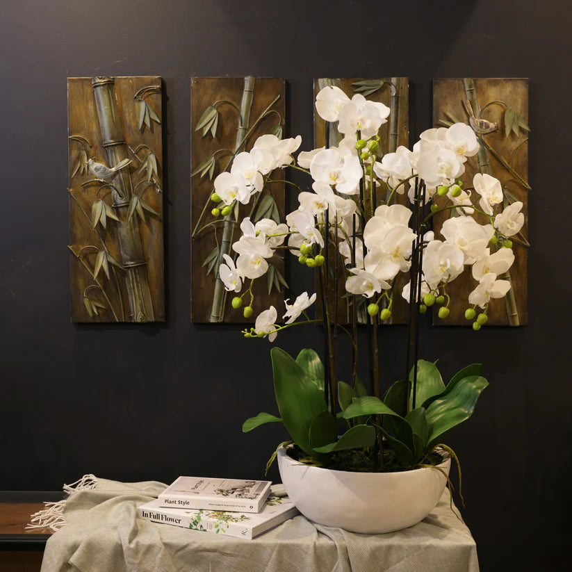 Orchid in Ceramic Bowl 92cm Artificial