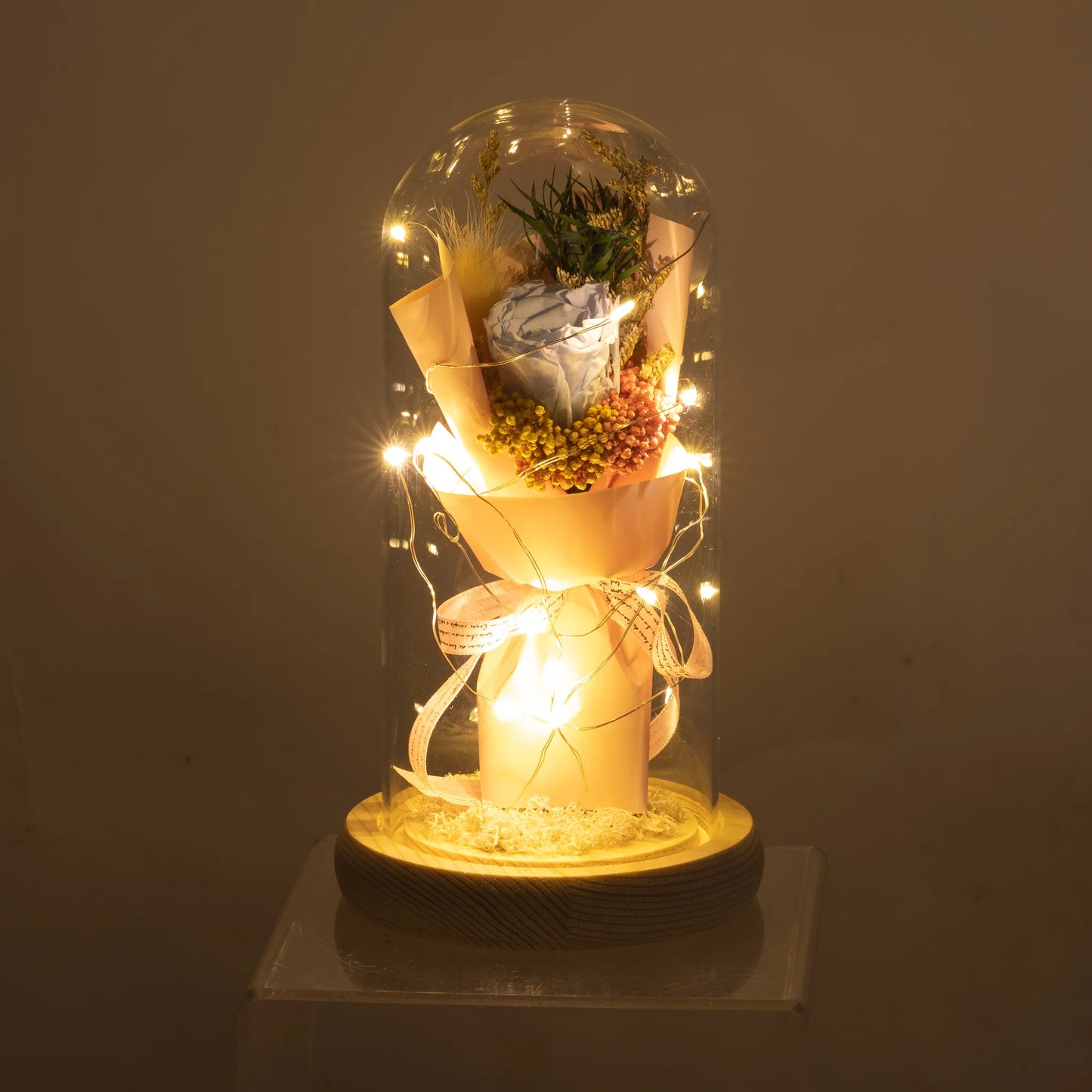 Floral in Glass Dome
