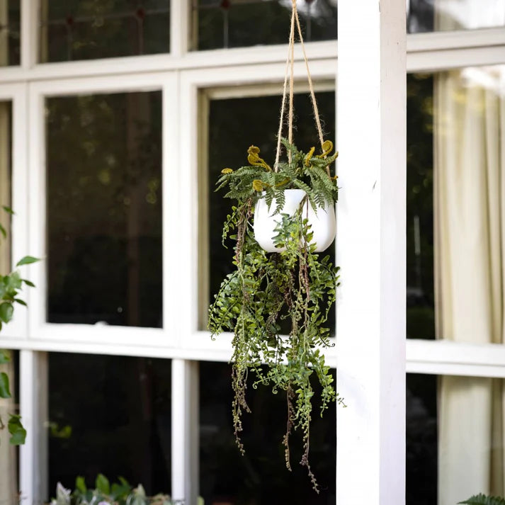 Barker Fern in Hanging Planter - Artificial Flower Arrangements and Artificial Plants