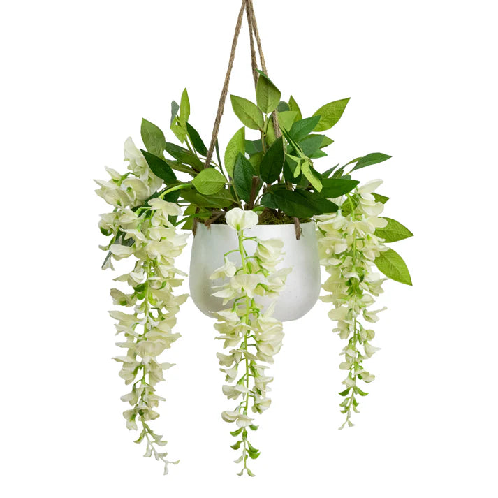 Wisteria in Hanging Planter 75cm Artificial Flower Arrangements and Artificial Plants