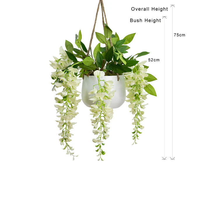Wisteria in Hanging Planter 75cm Artificial Flower Arrangements and Artificial Plants