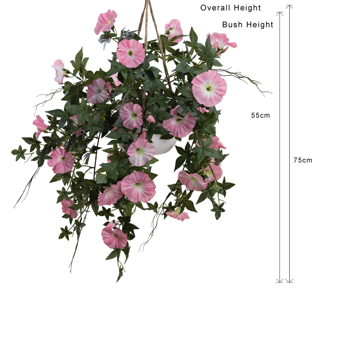 Morning Glory in Hanging Planter 75cm Artificial Flower Arrangements and Artificial Plants