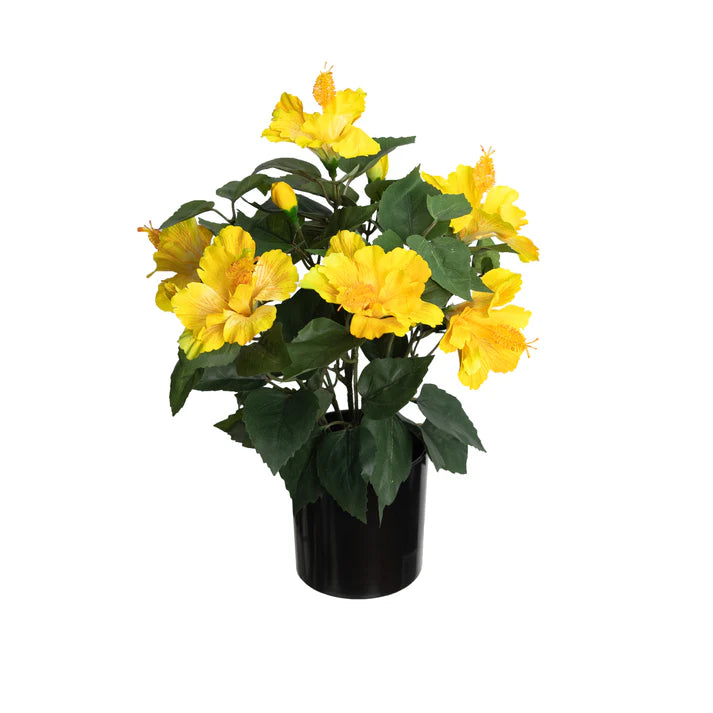 Hibiscus Bush in Pot - Artificial Flower Arrangements and Artificial Plants