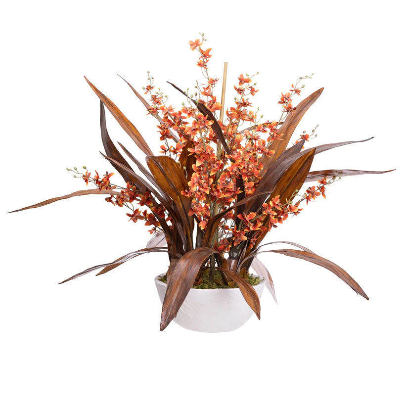 Dried Look Dancing Lady in Pot (Orange) 75cm Artificial