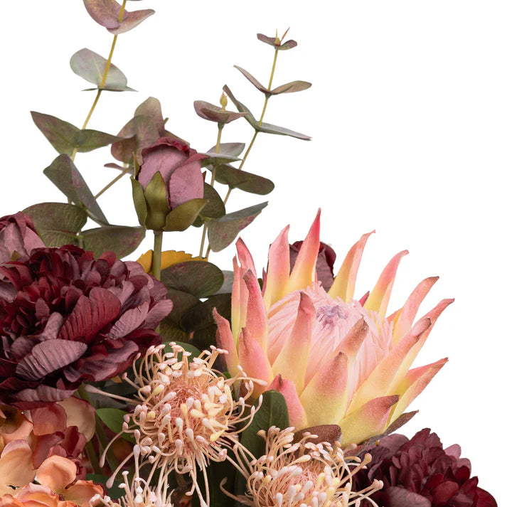 Antique Hydrangea & Peony Arrangement In Vase 75cm Artificial