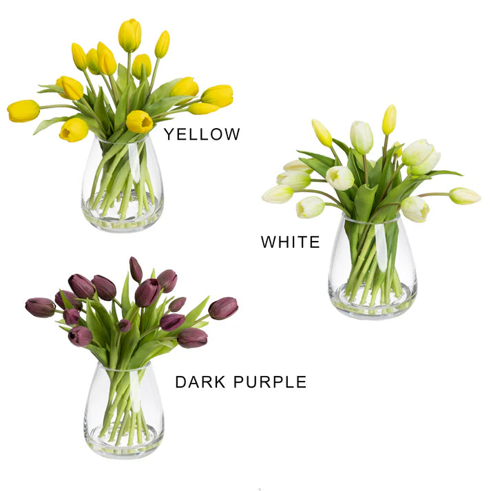 Tulip in Glass Vase 36cm Artificial