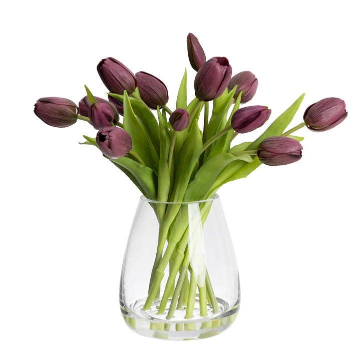 Tulip in Glass Vase 36cm Artificial