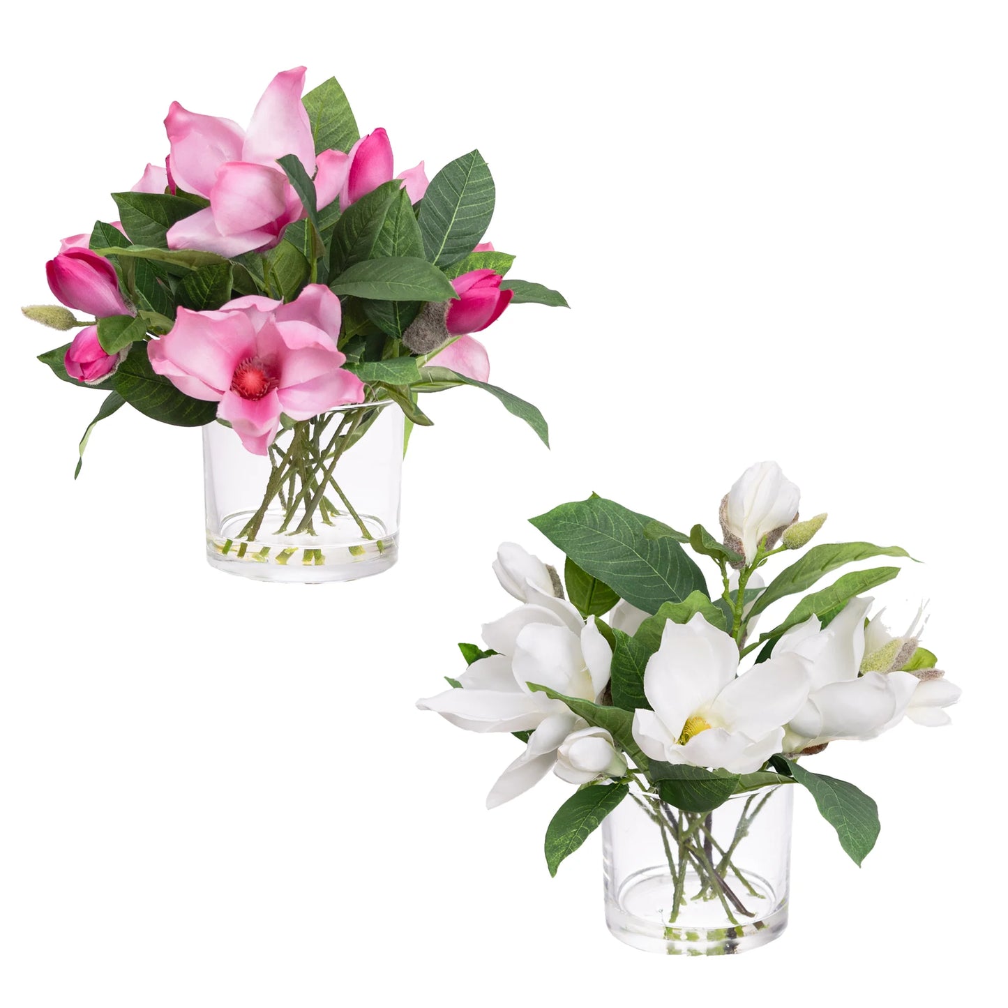 Magnolia in Glass Vase 36cm - Artificial Flower Arrangements and Artificial Plants