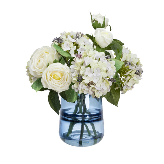 Austin Rose & Hydrangea Arrangement - Artificial Flower Arrangements and Artificial Plants