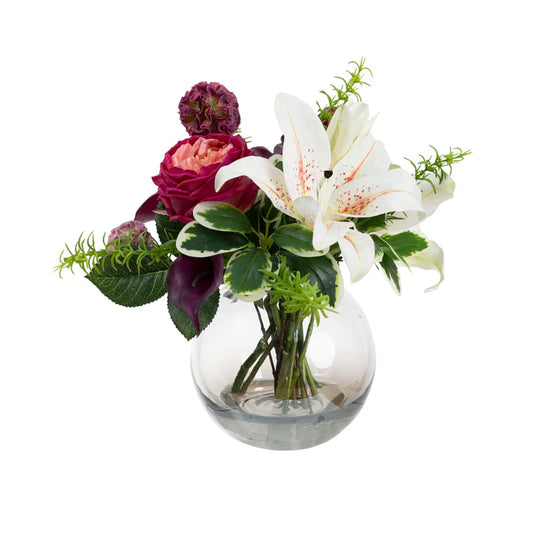 Rose & Lily Mixed Arrangement in Vase 32cm Artificial