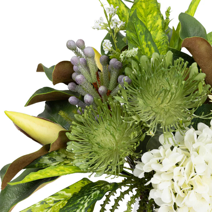 Hydrengea & Leucospermum Arrangement in Vase (Mixed) 81cm Artificial