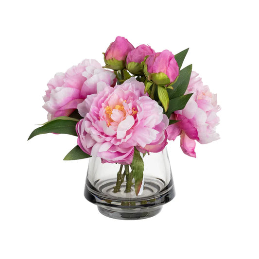 Peony Arrangement in Vase (Pink) 25cm Artificial