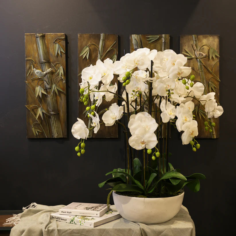 Orchid in Ceramic Bowl 90cm Artificial