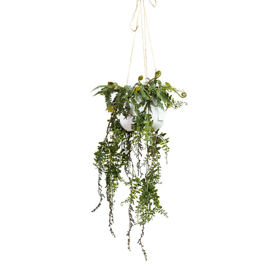 Barker Fern in Hanging Planter - Artificial Flower Arrangements and Artificial Plants