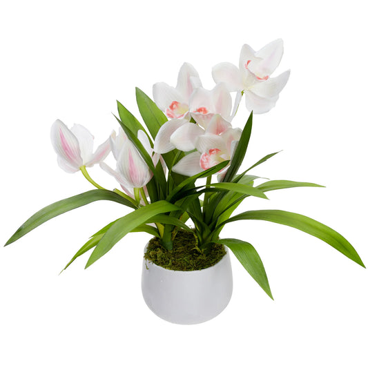 Cymbidium in Pot - Artificial Flower Arrangements and Artificial Plants