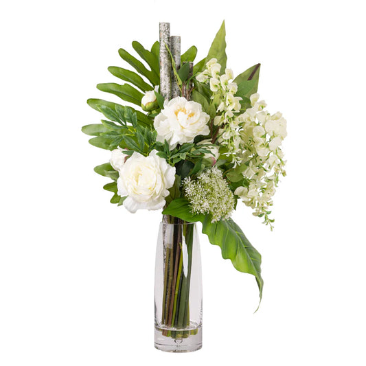 Peony & Wisteria Arrangement 30cm Artificial Flower Arrangements and Artificial Plants