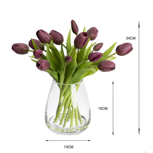 Tulip in Glass Vase 36cm Artificial